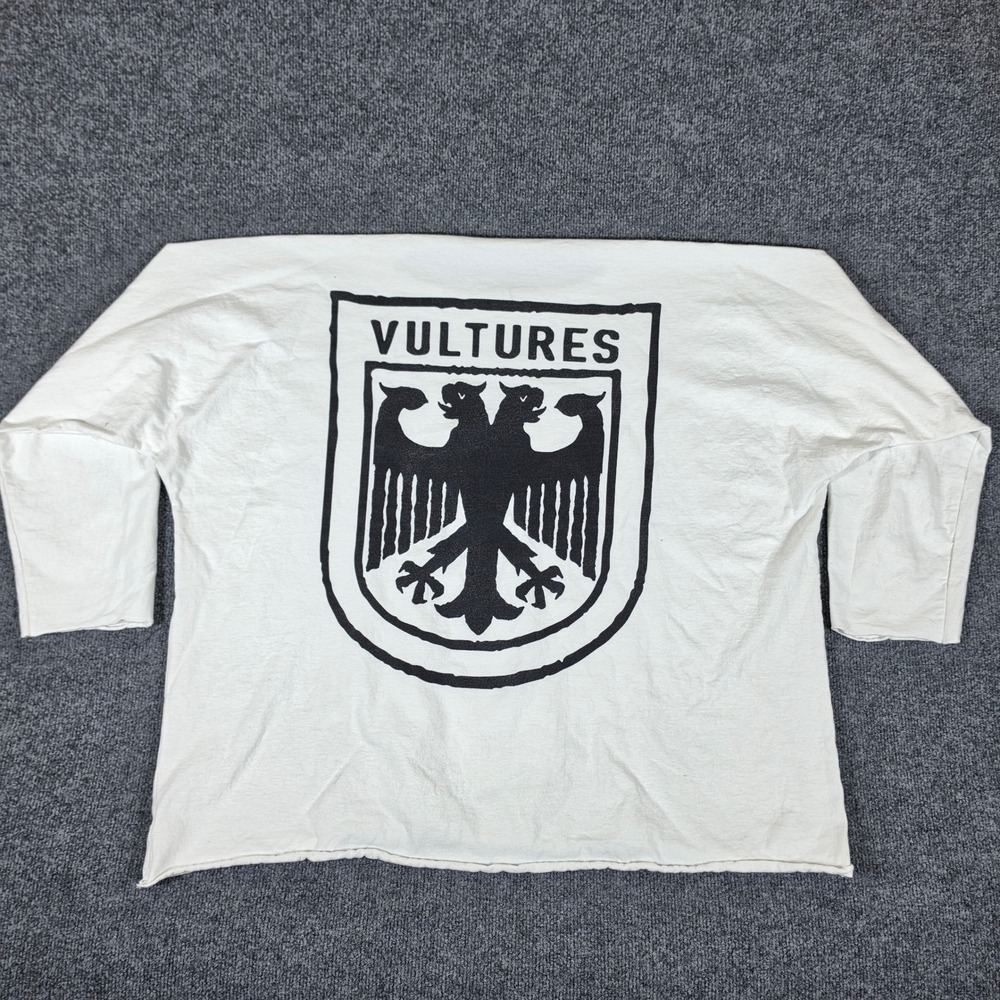 Yeezy Vultures Long Sleeve T-Shirt White Boxy Crest Graphic Mens Size 2 Large